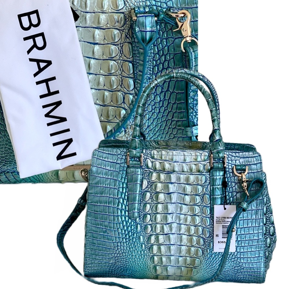 BRAHMIN small  Finley Sea foam OmbreMelbourne Genuine Leather bag